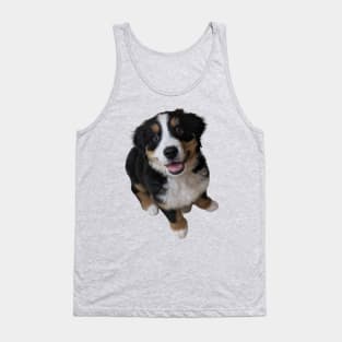 Bernese Mountain Dog Puppy with Pink Background Tank Top